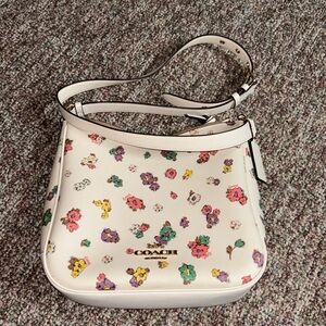 Floral Off White Coach Shoulder Purse